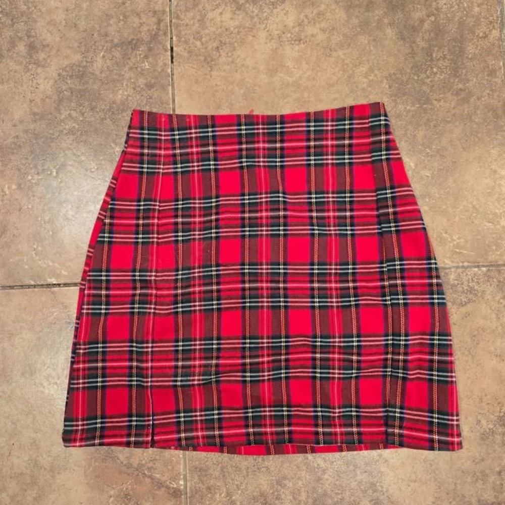 Brandy Melville Red Plaid Pencil Skirt – One Size